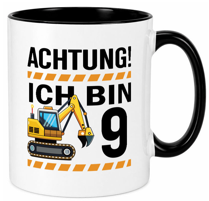 9 Geburtstag Ich bin | Bagger Junge lustiger Spruch Geschenk Geschenkidee Tasse