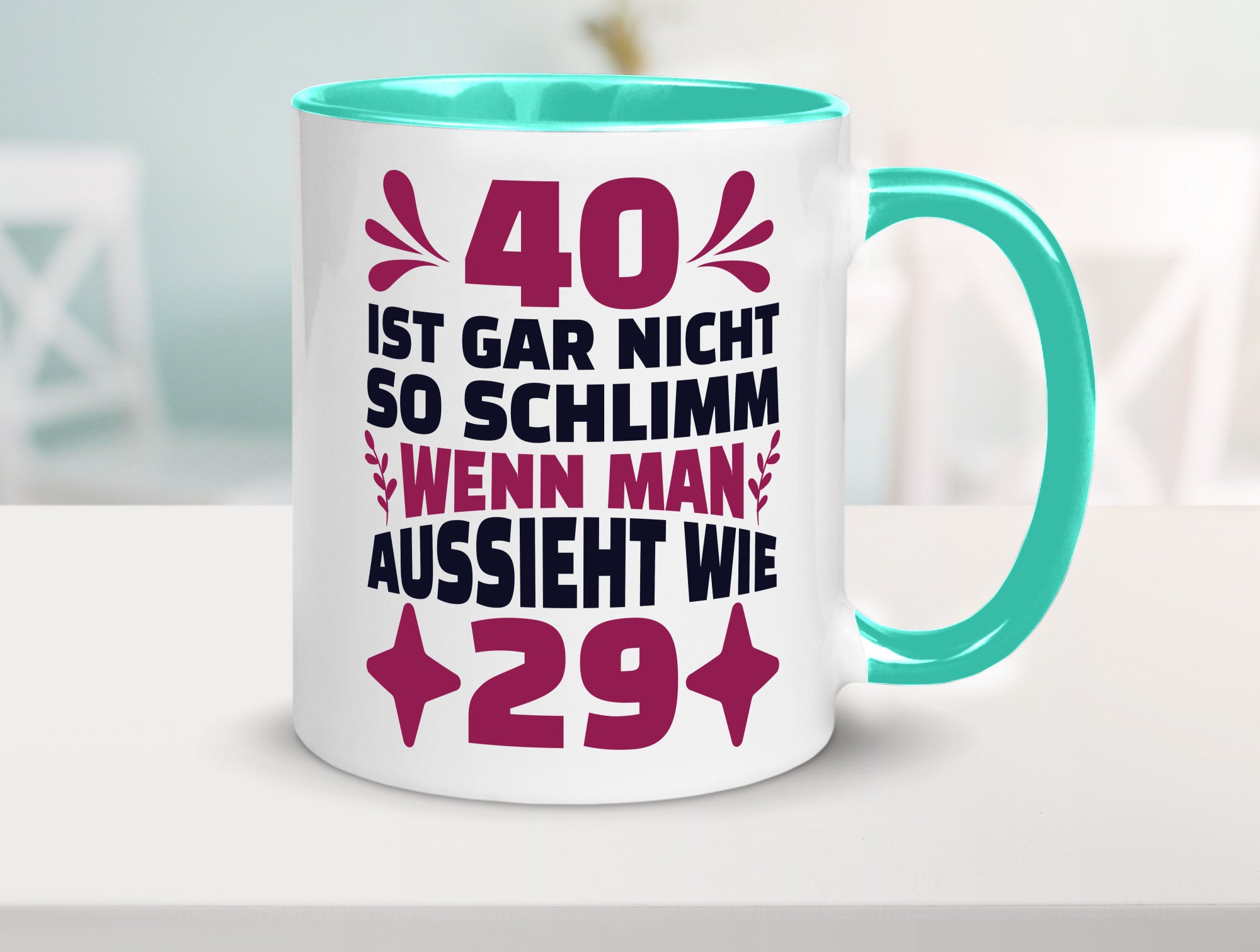 40 ist gar nicht schlimm | 40. Geburtstag Jung aussehen Geschenkidee Humor Tasse