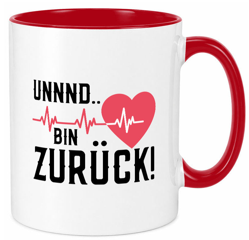 Bin zurück | Herzschlag Reanimation Puls Arzt Klinik Geschenk Humor Tasse