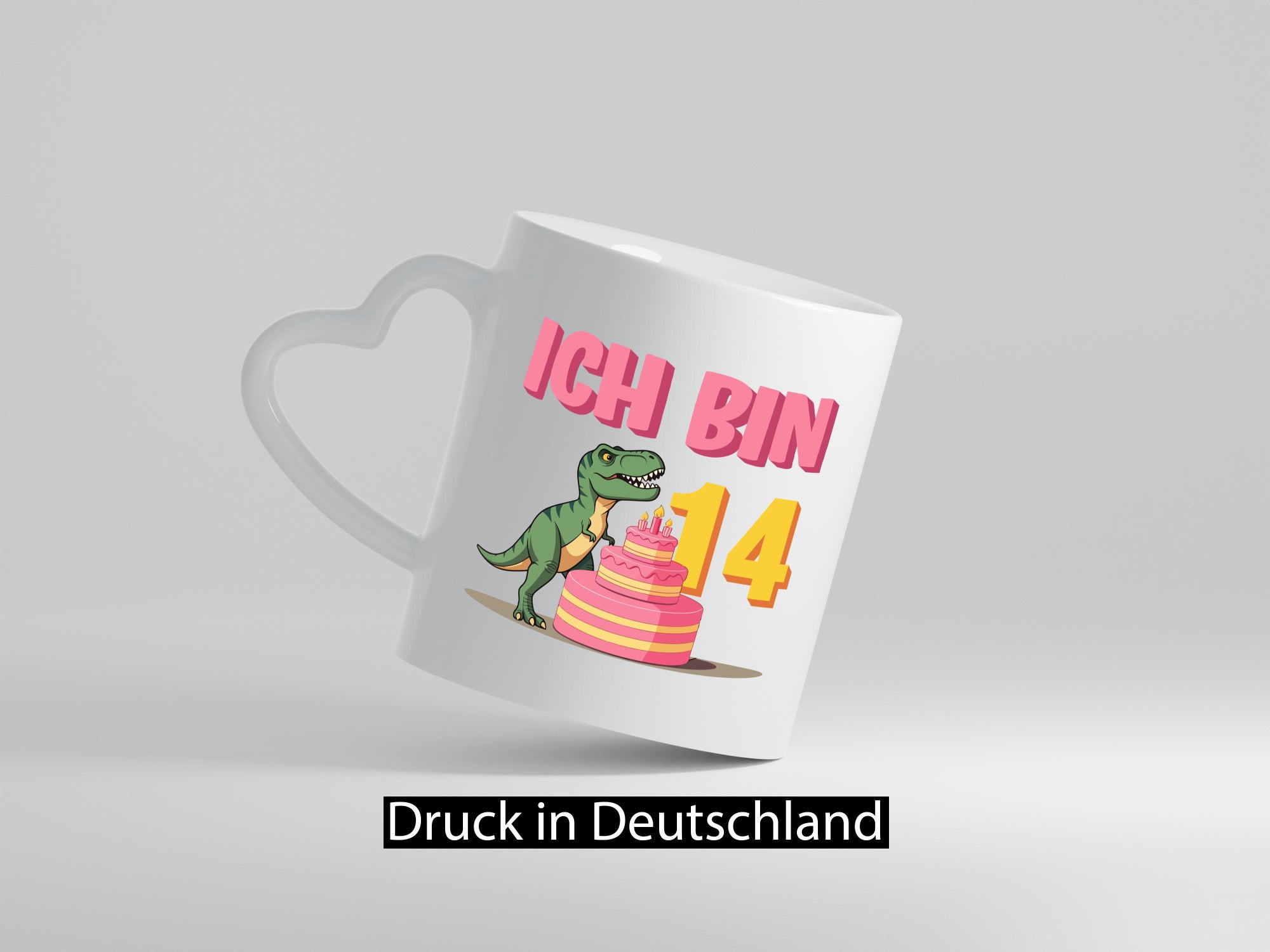 14. Geburtstag | Jahre Dinosaurier mit Kuchen lustiger Spruch Geschenk