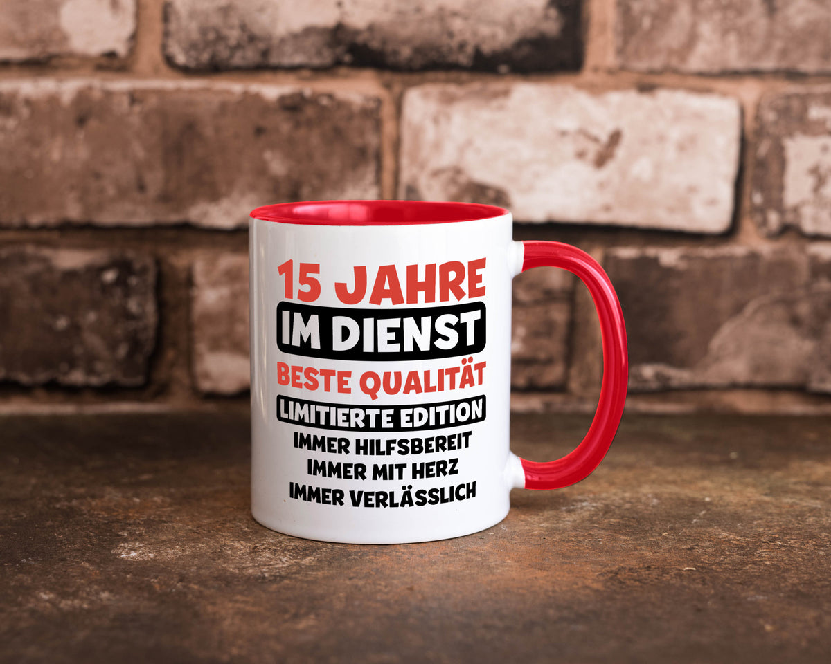 15 Jahre im Dienst | Jubiläum Arbeit v3 lustig Kollegen Büro Geschenk Tasse
