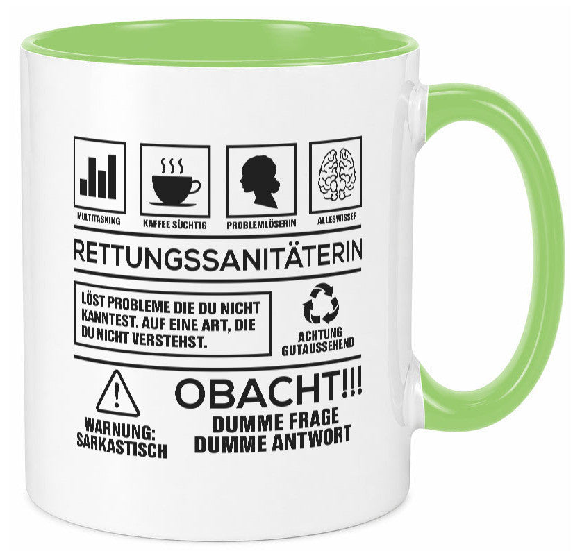 Achtung Probleme Rettungssanitäterin | Sanitäter Geschenkidee Humor Tasse