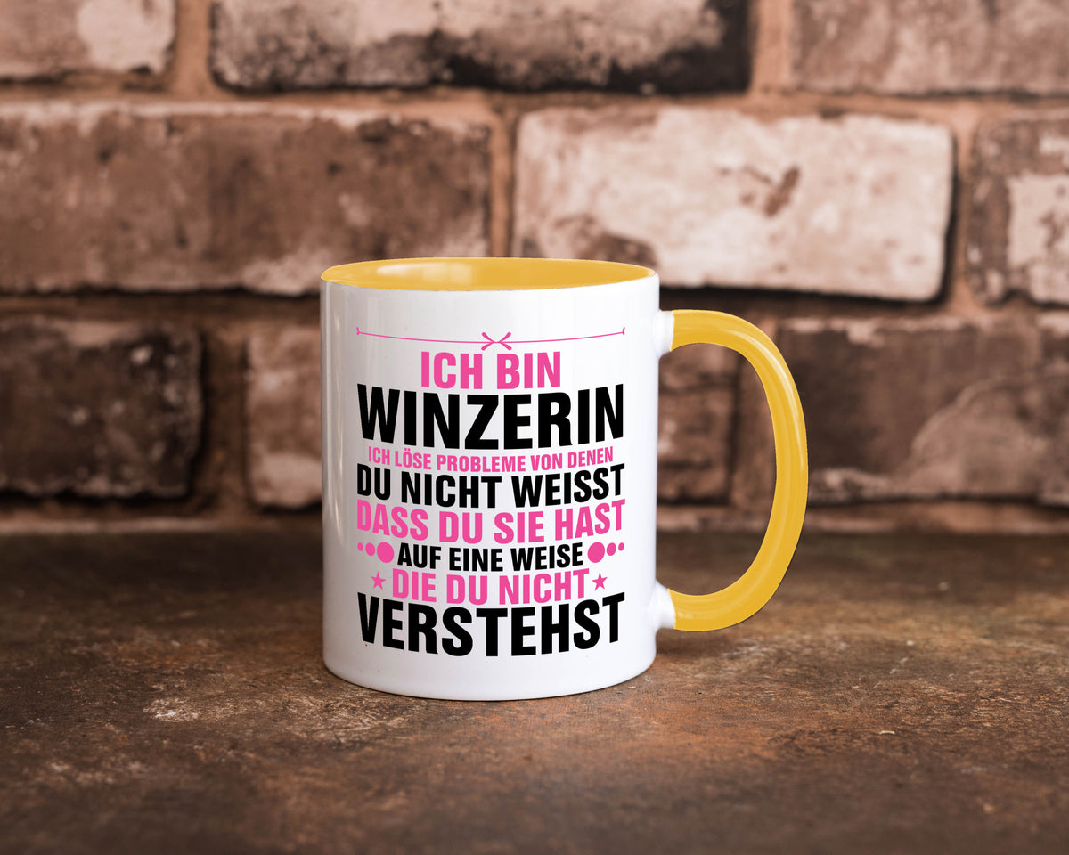 Löse Probleme: Winzerin | Weinbauer Wein Humor Geschenkidee Tasse