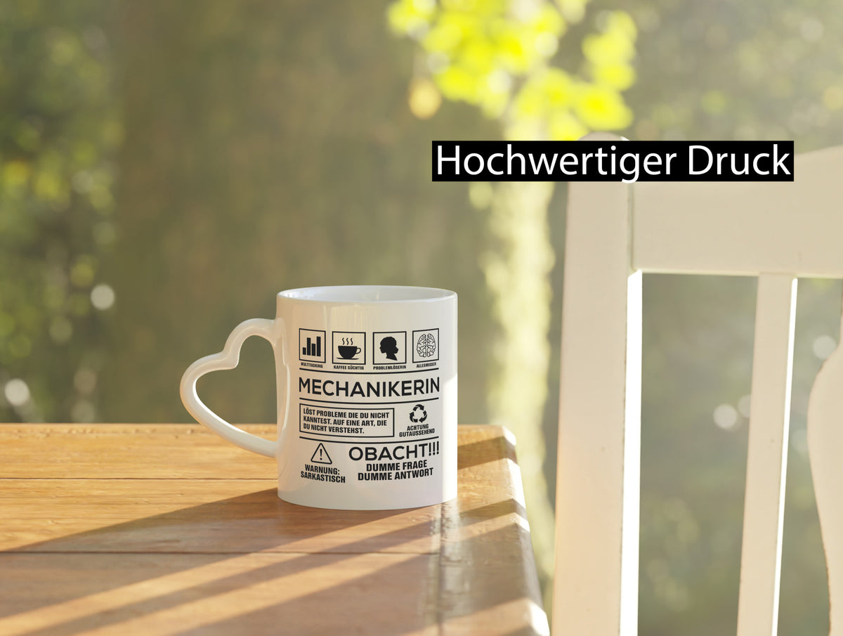 Achtung Probleme Mechanikerin | KFZ Geschenk Humor Geschenkidee lustiger Spruch Tasse