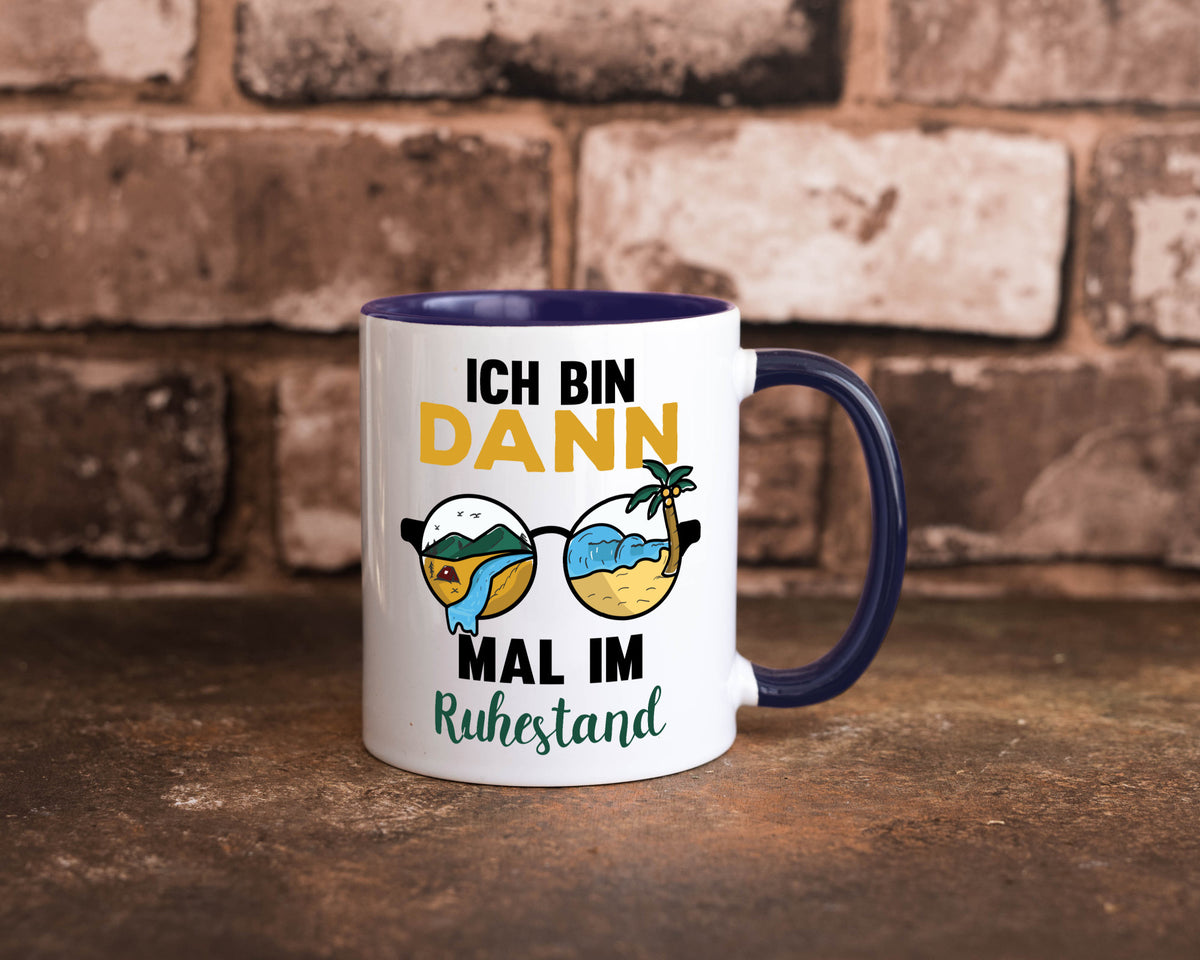 Bin dann mal im Ruhestand | Sonnenbrille Palme Meer lustig Jubiläum Geschenk Tasse