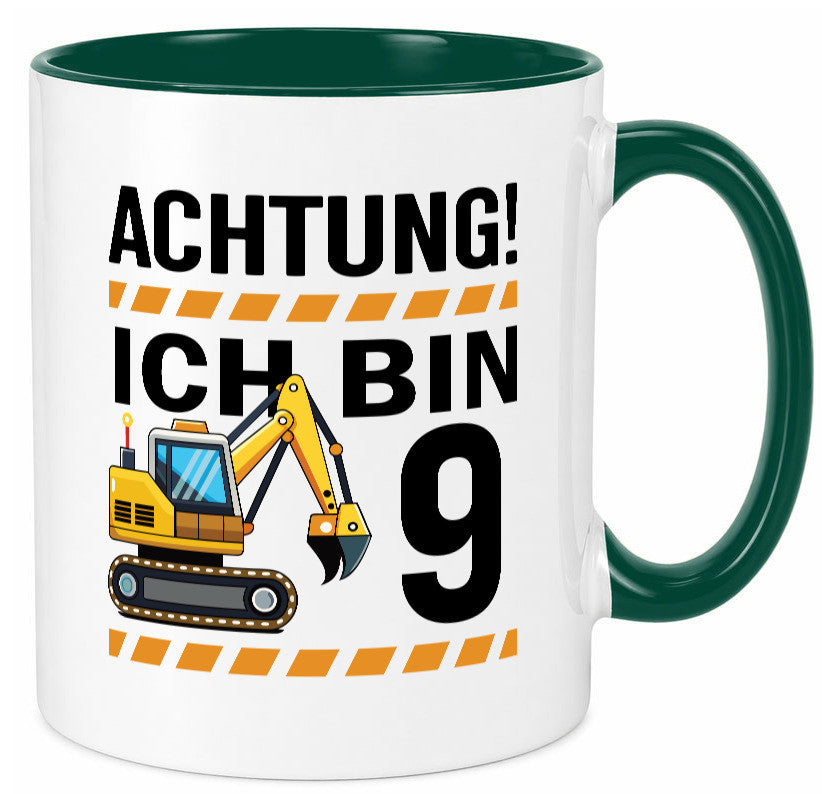 9 Geburtstag Ich bin | Bagger Junge lustiger Spruch Geschenk Geschenkidee Tasse