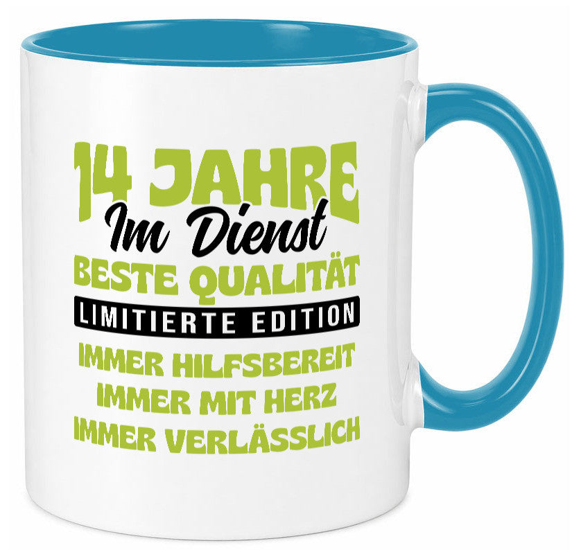 14 Jahre im Dienst | Jubiläum Arbeit v4 Geschenkidee Kollegen Büro Humor Tasse