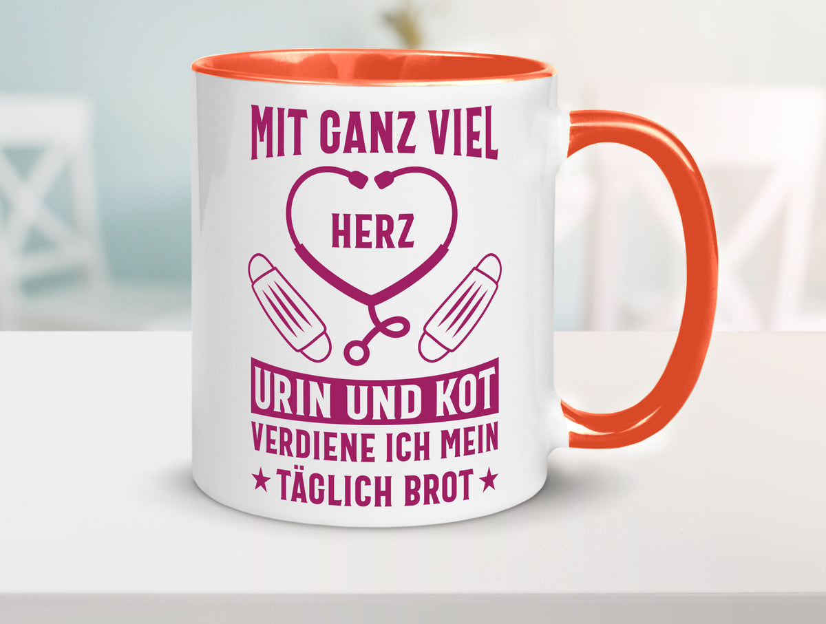 Herz, Urin, Kot, damit verdien ich mein Brot | Stethoskop Geschenk Humor Tasse