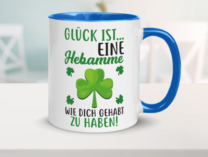 Hebamme Dankeschön | Dankes Tasse Kleeblätter Glück Humor Geschenkidee