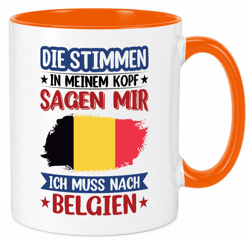 Belgien | Urlaub Stimmen in meinem Kopf Traumland lustiger Spruch Geschenk Tasse
