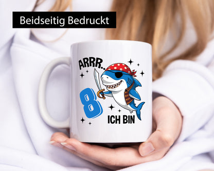 8. Geburtstag | 8 Jahre Arr Pirat Hai Piraten Humor Geschenkidee Tasse