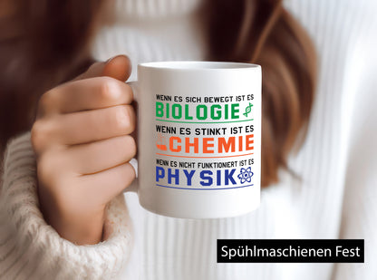Biologie, Chemie, Physik | Reagenzglas lustig Humor Geschenkidee Geschenk Tasse