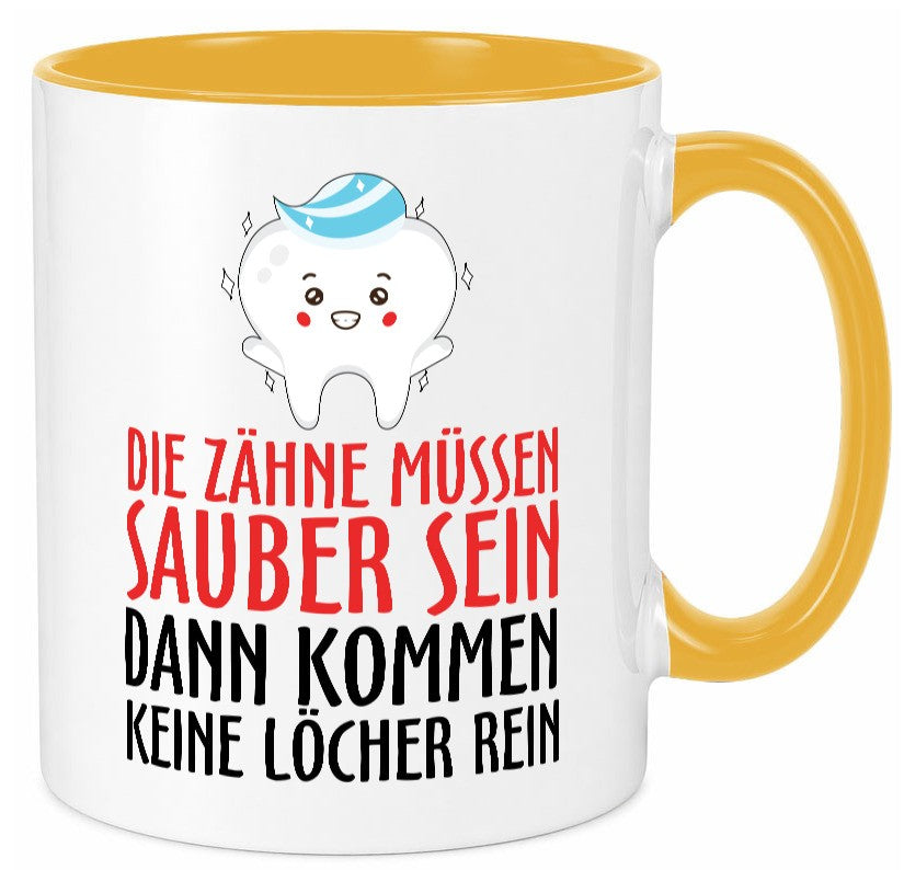 Sauber Zähne lustiger Spruch Geschenk Humor Geschenkidee Tasse