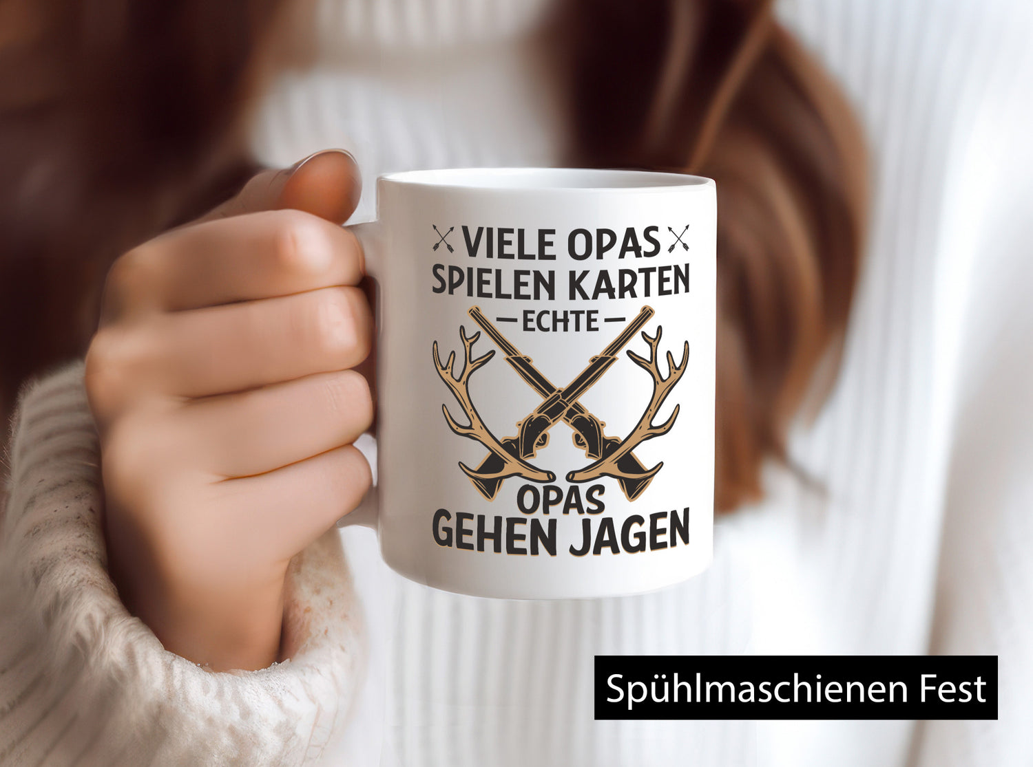 Opas spielen Karten, echte gehen jagen | Gewehr Geweih Humor Familie