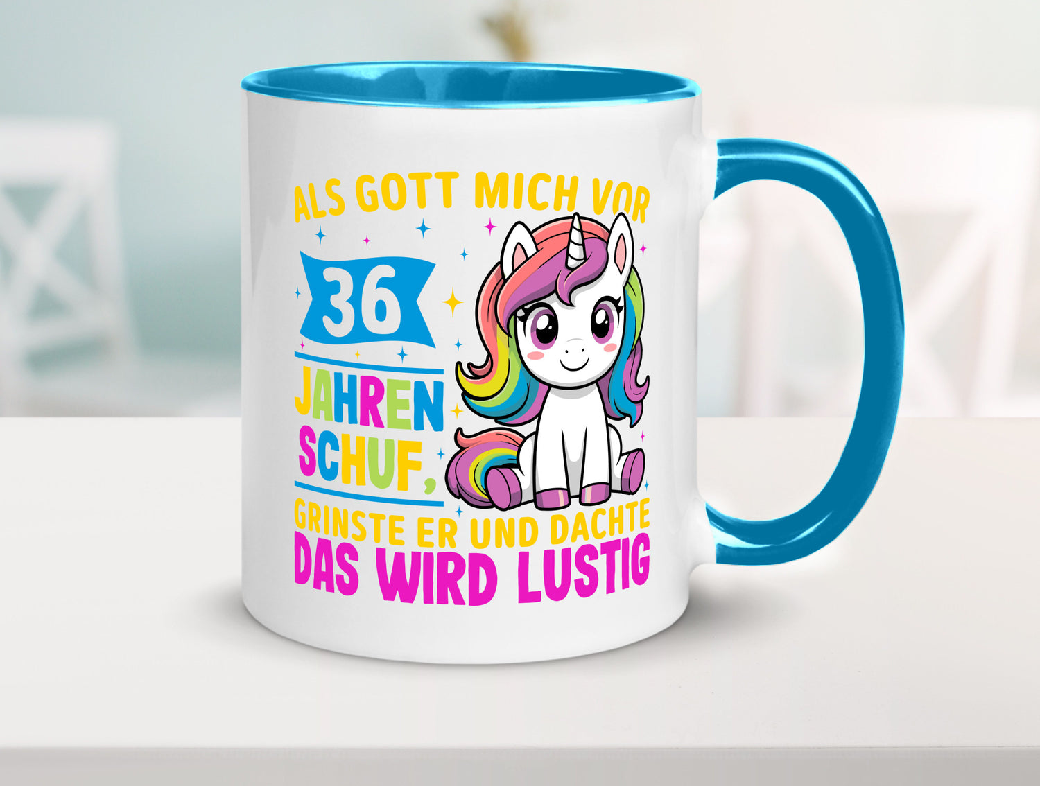 36. Geburtstag | Als Gott mich schuf 40 Jahre v2 Humor Geschenkidee Tasse