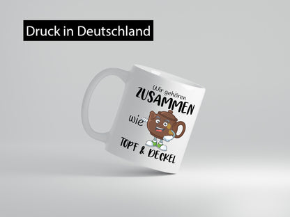 wir gehören zusammen | Topf &amp; Deckel Beziehung lustiger Spruch Geschenk Humor