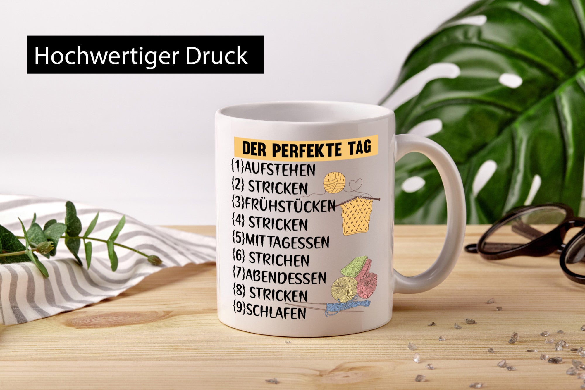 Der Perfekte Tag | Stricken Wolle Nadeln lustig Humor Geschenkidee Geschenk