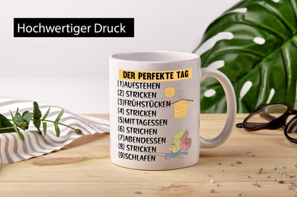 Der Perfekte Tag | Stricken Wolle Nadeln lustig Humor Geschenkidee Geschenk