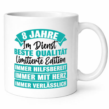 8 Jahre im Dienst | Jubiläum Arbeit Humor Kollegen Büro Geschenkidee Tasse