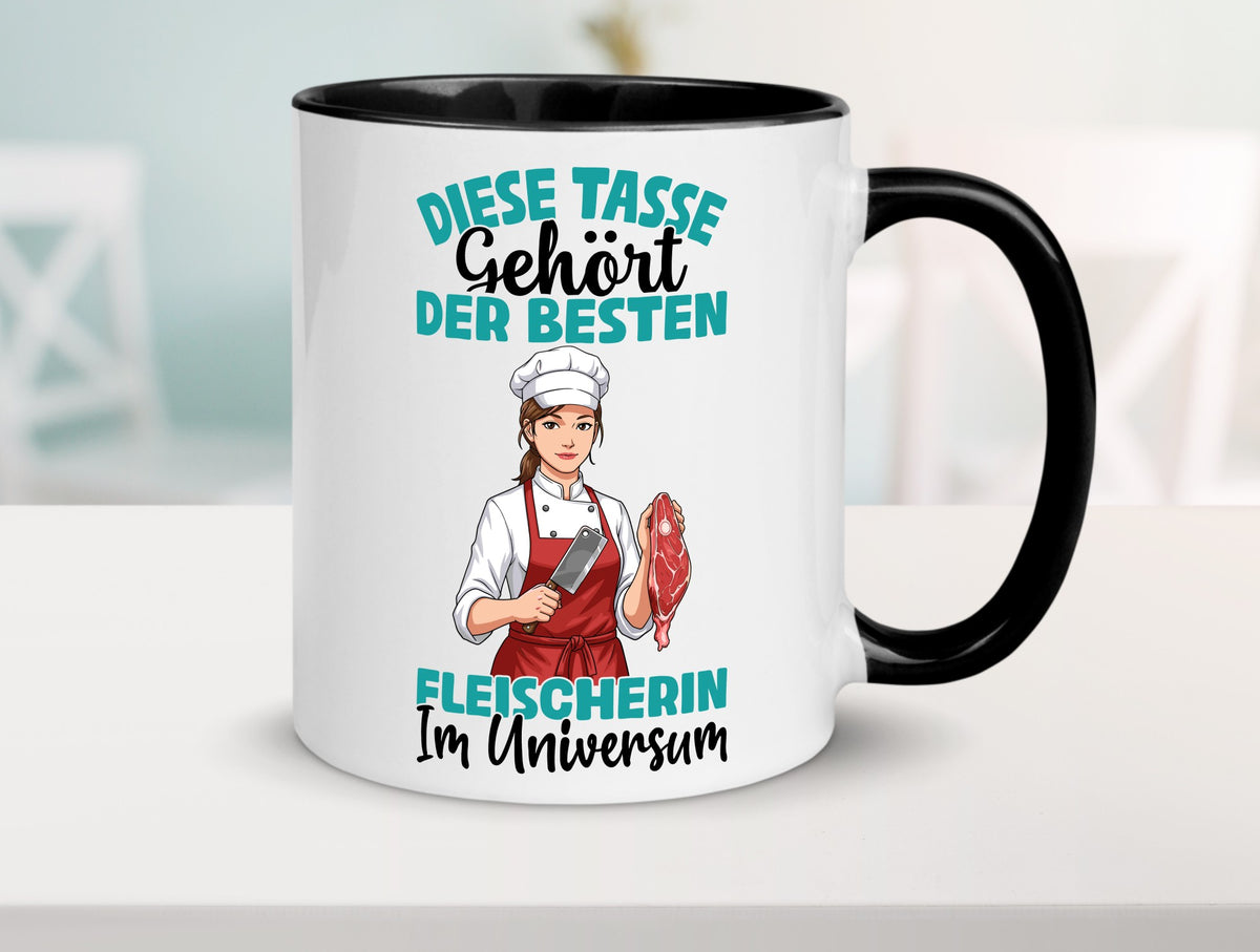 Im Universum: Fleischerin | Schlachterei lustiger Spruch Geschenk Humor Tasse
