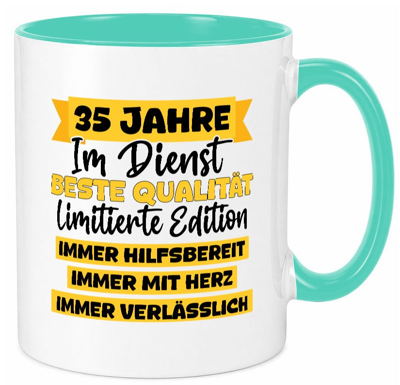 35 Jahre im Dienst | Jubiläum Arbeit v8 Geschenk Kollegen Büro lustiger Spruch Tasse