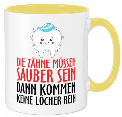 Sauber Zähne lustiger Spruch Geschenk Humor Geschenkidee Tasse