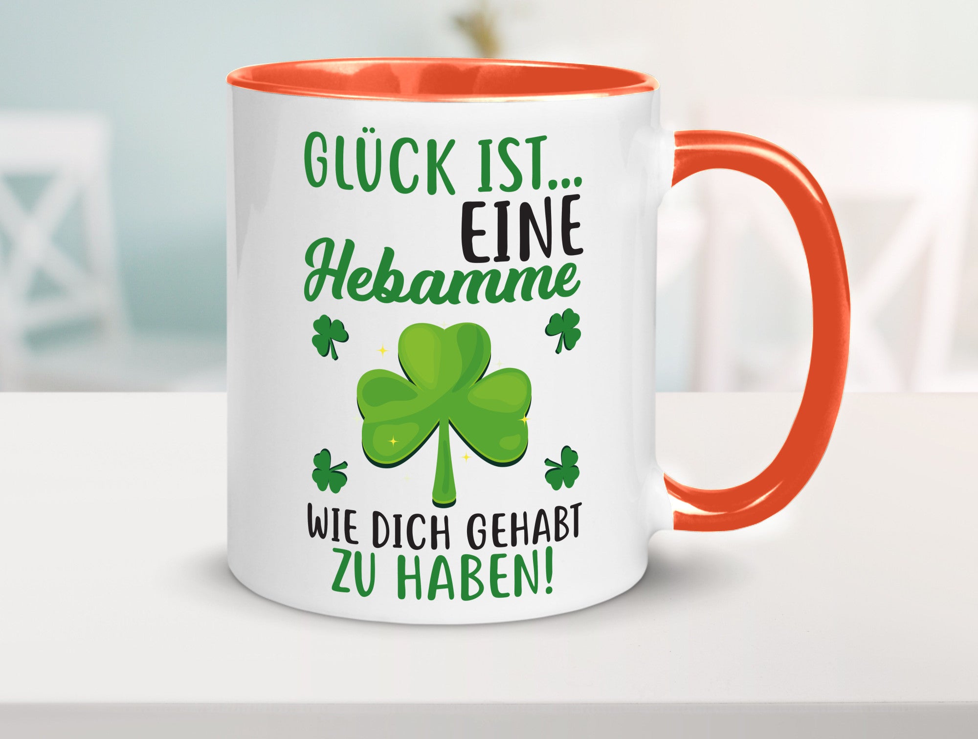 Hebamme Dankeschön | Dankes Tasse Kleeblätter Glück Humor Geschenkidee