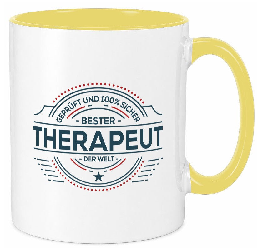 Geprüft und sicher: Therapeut | Psychotherapie Therapie Geschenkidee Humor Tasse