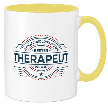Geprüft und sicher: Therapeut | Psychotherapie Therapie Geschenkidee Humor Tasse