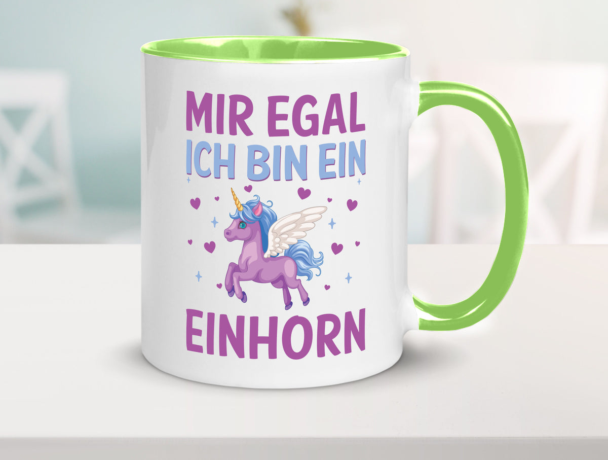 Mir egal, ich bin ein Einhorn| Herzen Geschenkidee Humor Tasse