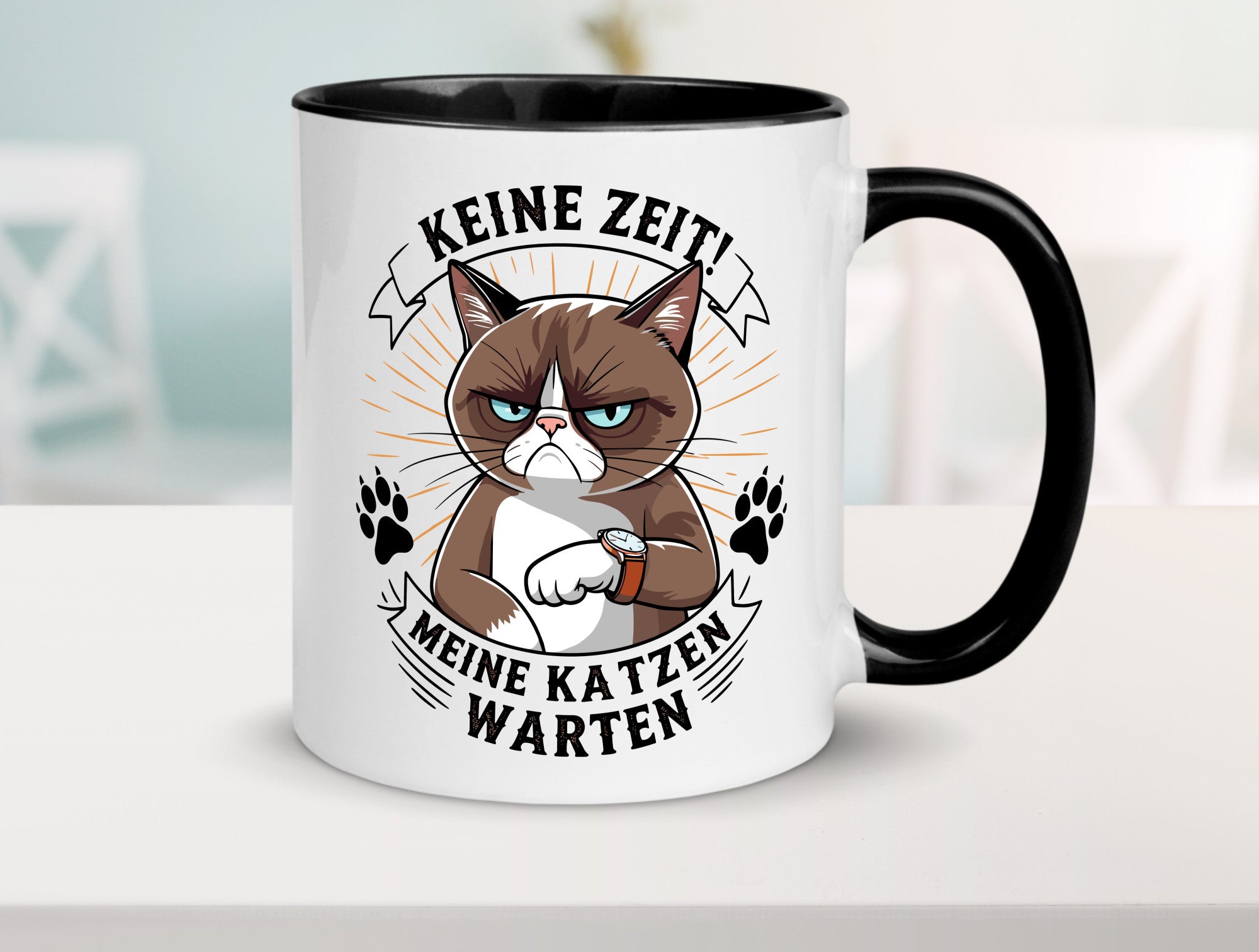 Keine Zeit meine Katzen Warten | Schwarze Katze Geschenkidee Tierliebhaber