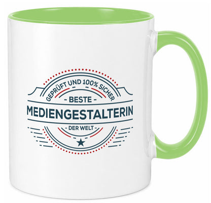 Geprüft und sicher: Mediengestalterin | Medien lustiger Spruch Geschenk Humor