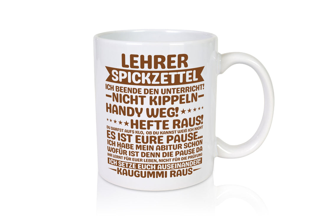 Lehrer Spickzettel | Beruf Tasse lustiger Spruch vl5 lustig Arbeit Kollegen
