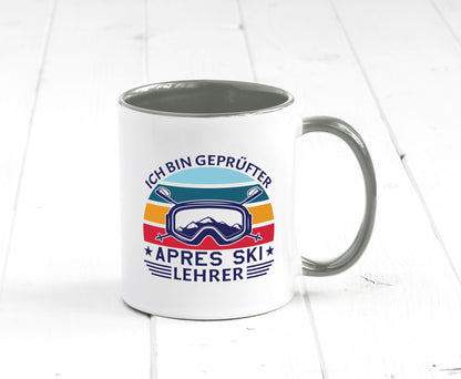 Geprüfter Apres Ski Lehrer | Ski-Brille Berge Ski-Stöck lustig Humor