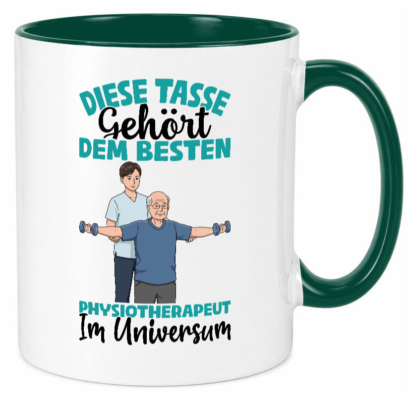 Im Universum: Physiotherapeut Geschenkidee Humor Tasse