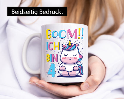 Boom!! Ich bin 4 | Einhorn Sterne Geschenkidee Humor Tasse