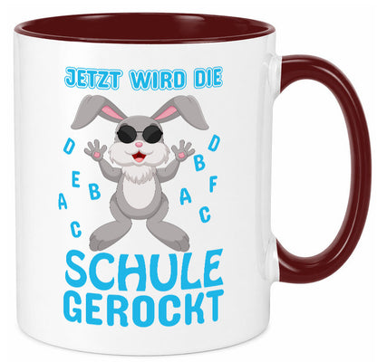 Schule wird gerockt | Schulbeginn Tasse cooler Hase lustiger Spruch Geschenk