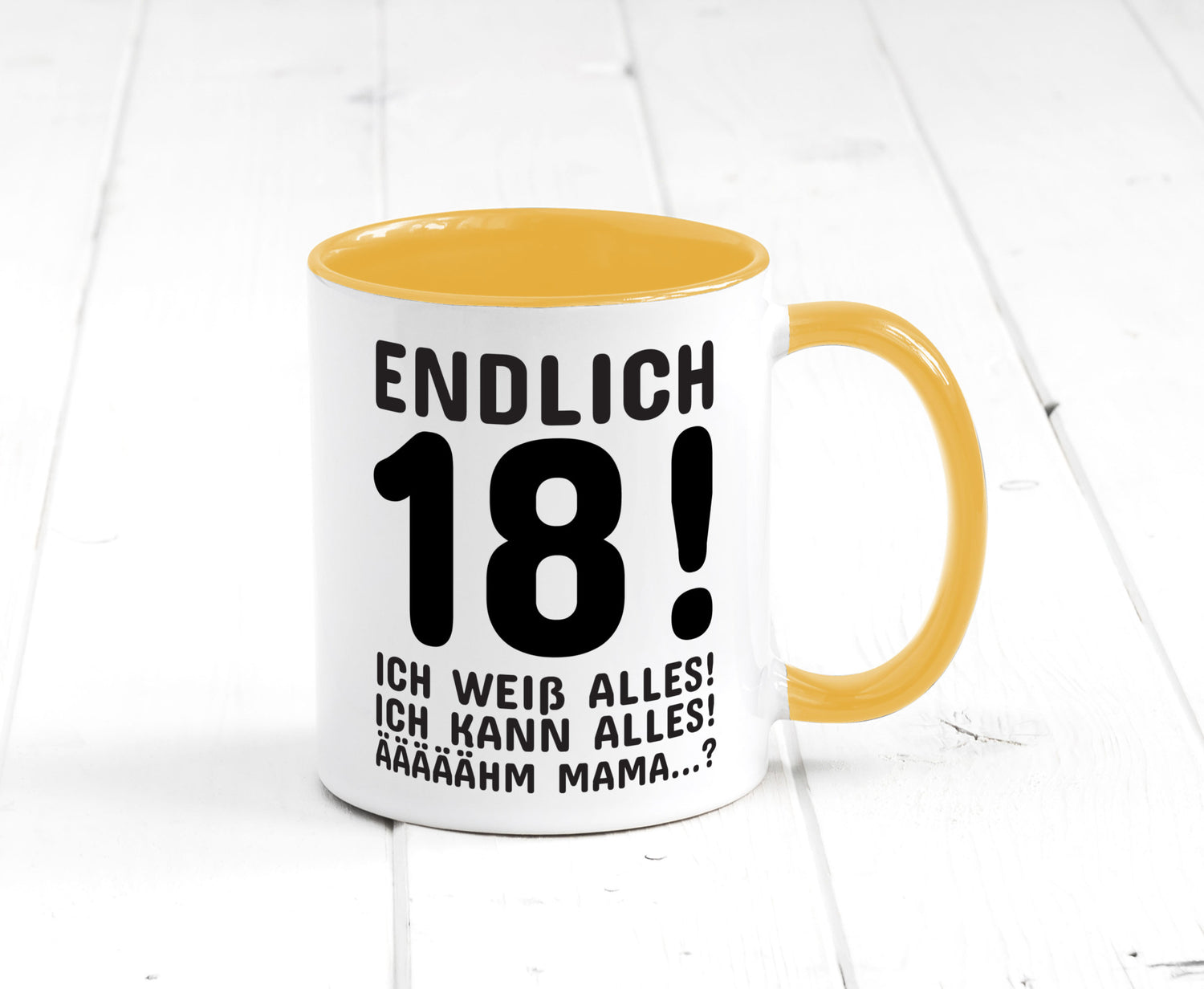 Endlich 18 | Geburtstag Tasse volljährig Erwachsen lustig Geschenkidee Geschenk