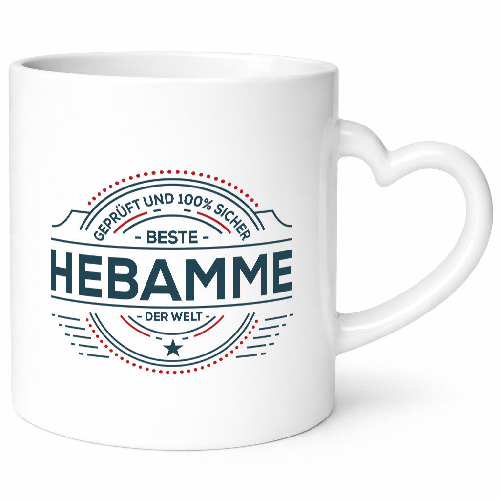 Geprüft und sicher: Hebamme | Geburtshilfe Humor Geschenkidee Tasse