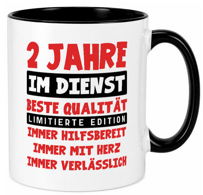 2 Jahre im Dienst | Jubiläum Arbeit v9 Humor Kollegen Büro Geschenkidee Tasse