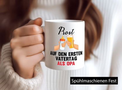 Prost auf den ersten Vatertag als Opa Humor Familie Geschenkidee Tasse