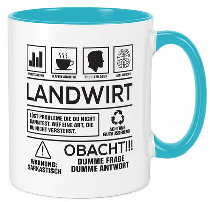 Achtung Probleme Landwirt | Bauer Landwirtschaft Geschenkidee Humor Tasse