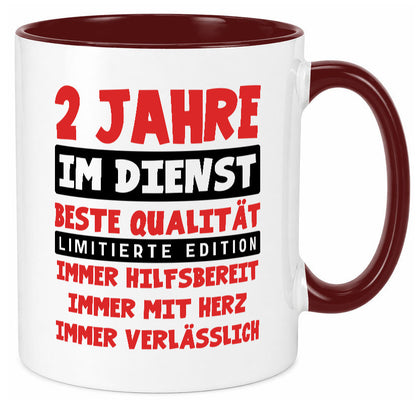 2 Jahre im Dienst | Jubiläum Arbeit v9 Humor Kollegen Büro Geschenkidee Tasse