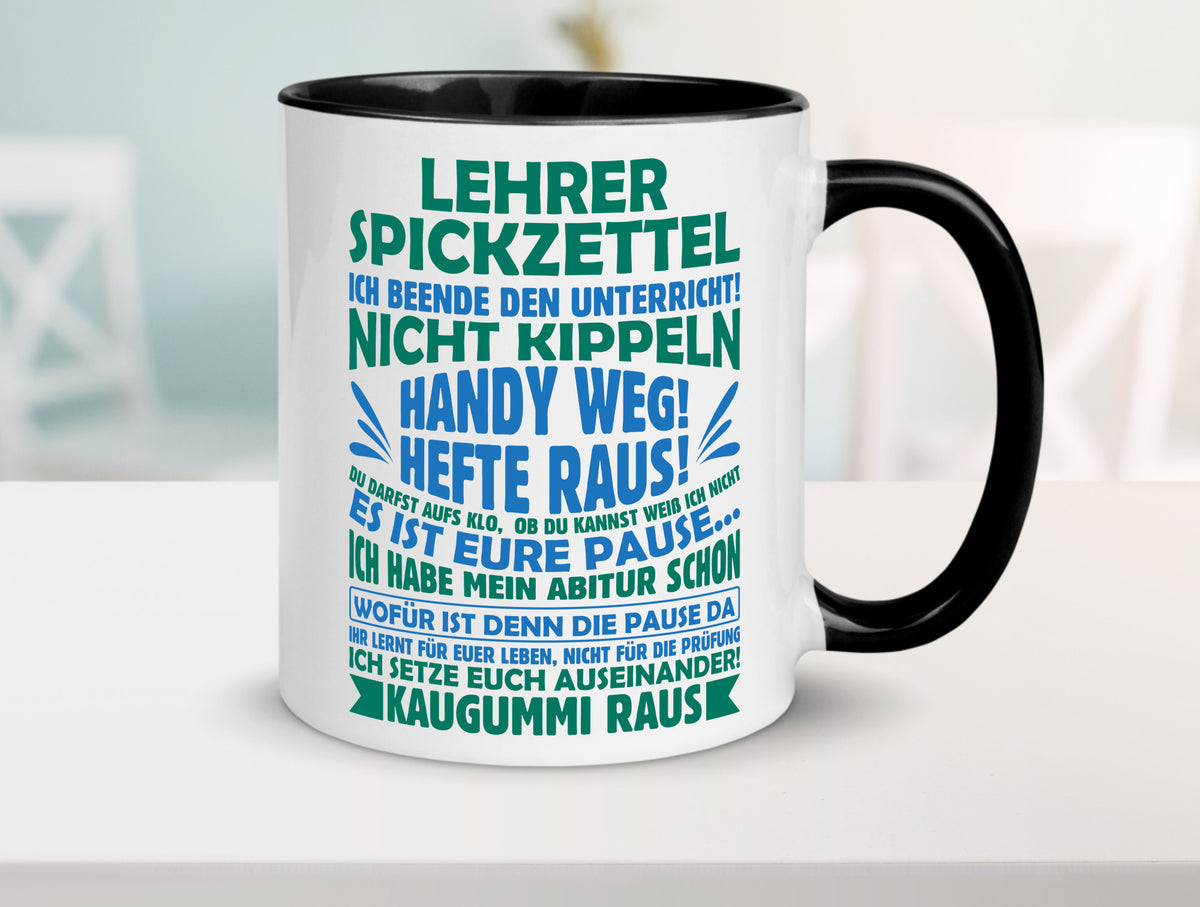 Lehrer Spickzettel | Beruf Tasse lustiger Spruch vl2 Geschenk Arbeit Kollegen