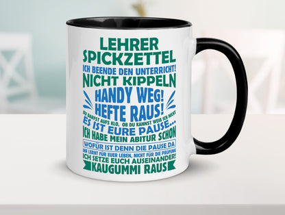 Lehrer Spickzettel | Beruf Tasse lustiger Spruch vl2 Geschenk Arbeit Kollegen