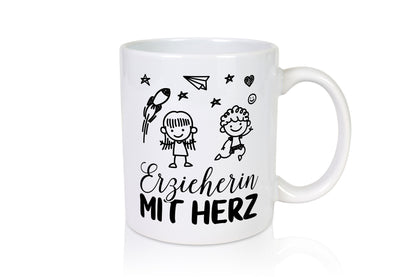 Erzieherin mit Herz Geschenk Humor Geschenkidee lustiger Spruch Tasse