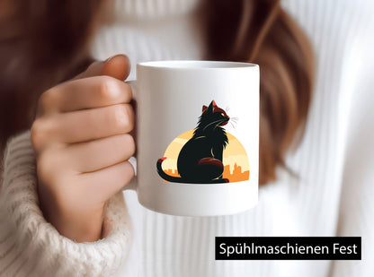 Katze | Großstadt Sonnenaufgang lustiger Spruch Geschenk Tierliebhaber Humor