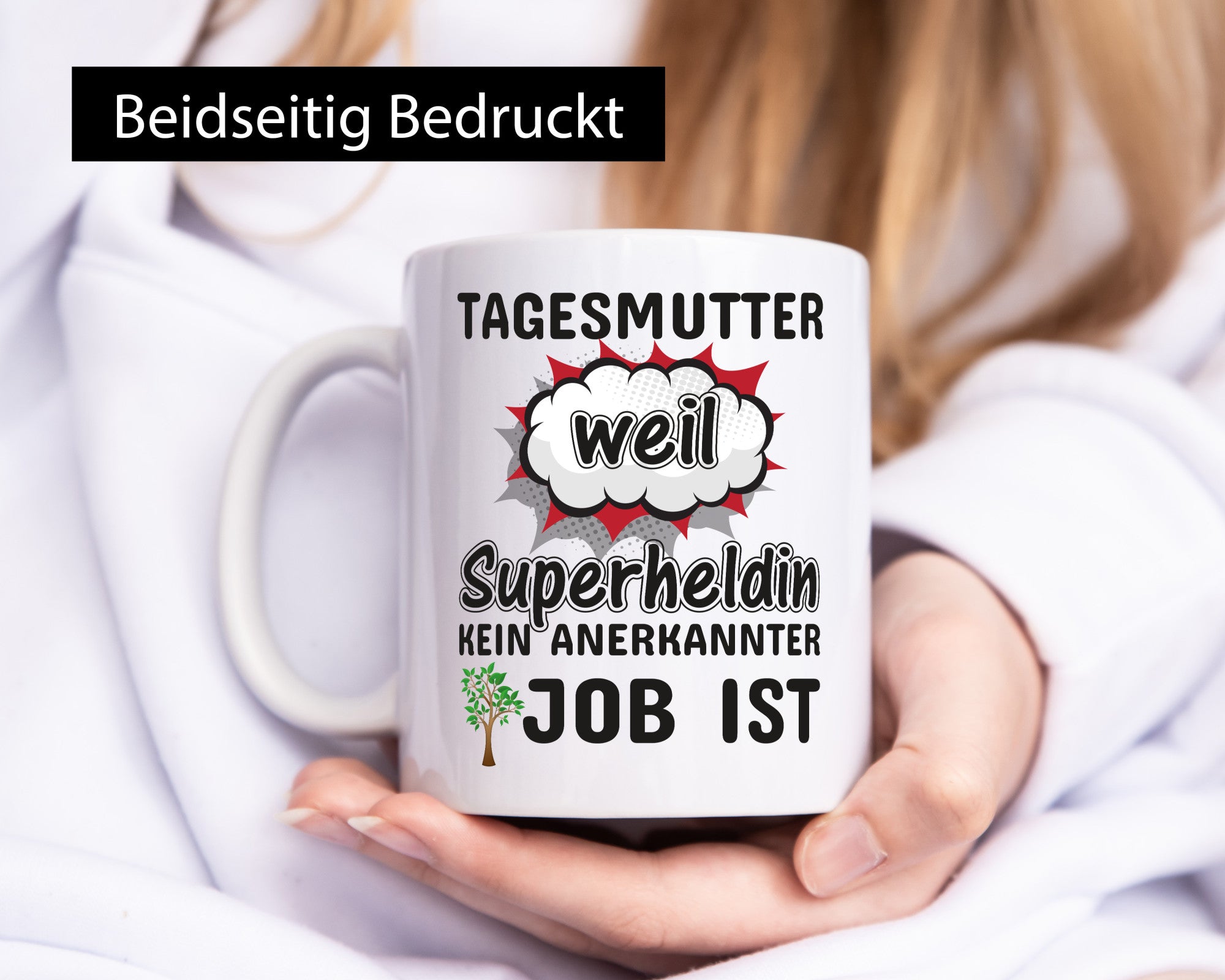 Tagesmutter Superheldin | Beruf Tasse Kinderzeichnung Geschenkidee Familie Humor