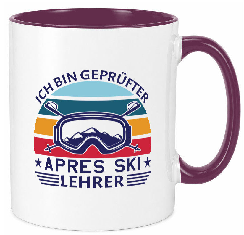 Geprüfter Apres Ski Lehrer | Ski-Brille Berge Ski-Stöck lustig Humor