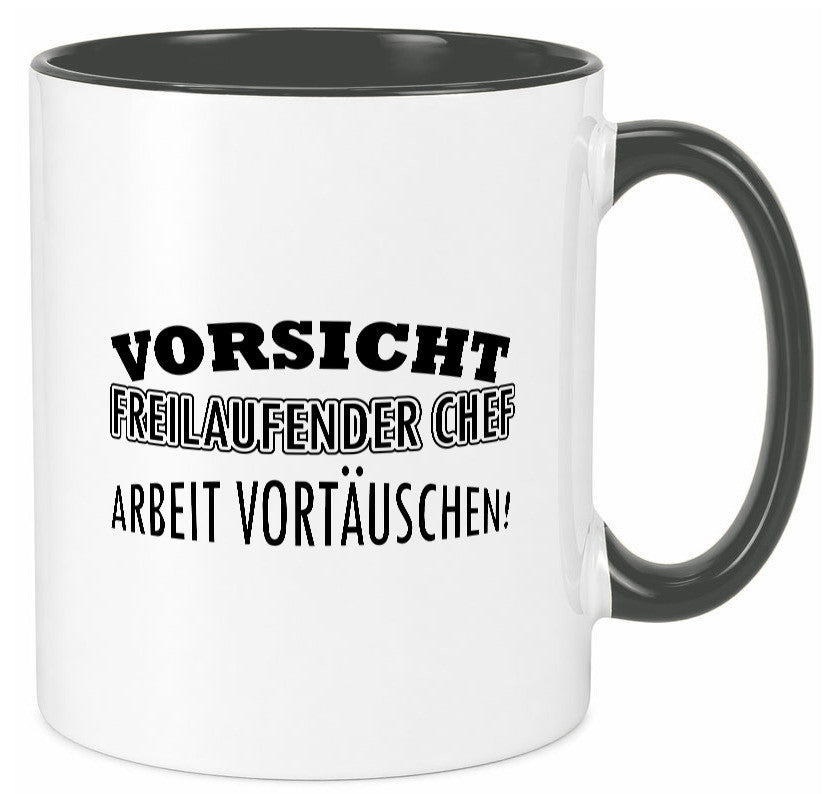 Freilaufender Chef lustig Arbeit Kollegen Büro Geschenk Tasse